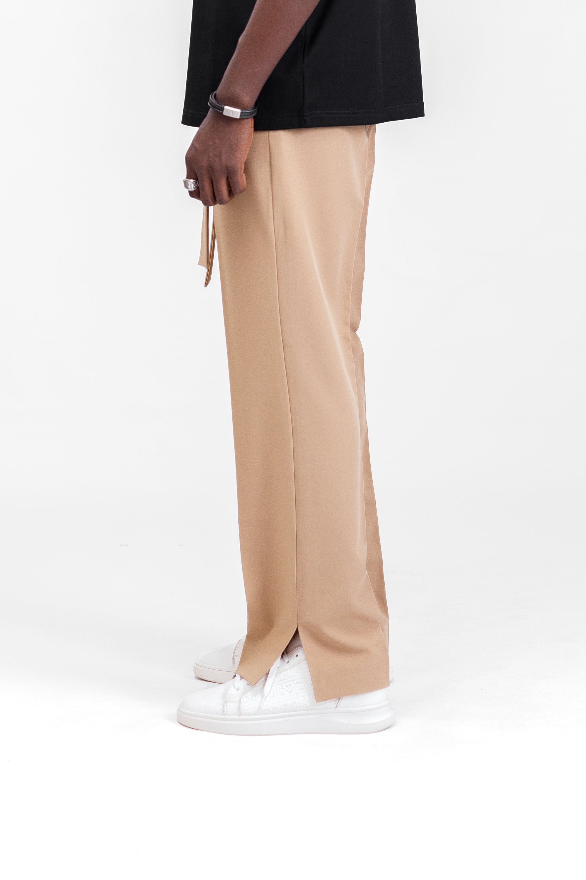 NACK Art Silk Pant in Beige