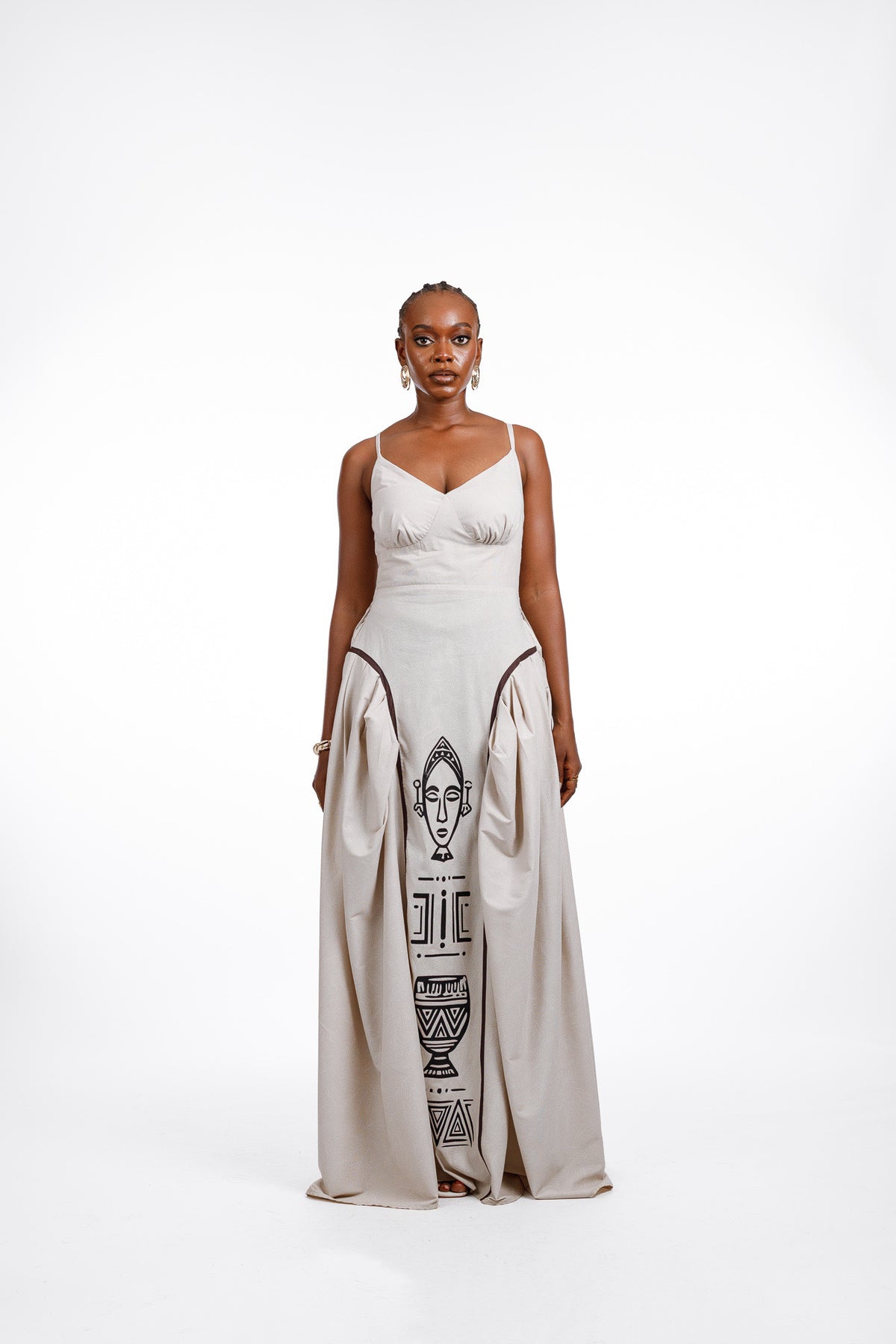 Farrko Afro Dress in Nude