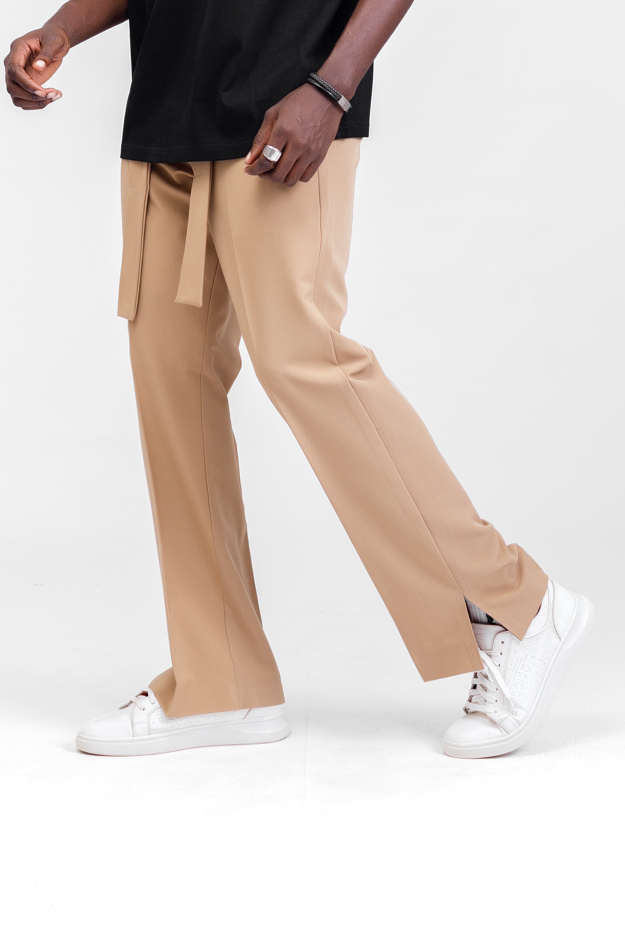 NACK Art Silk Pant in Beige