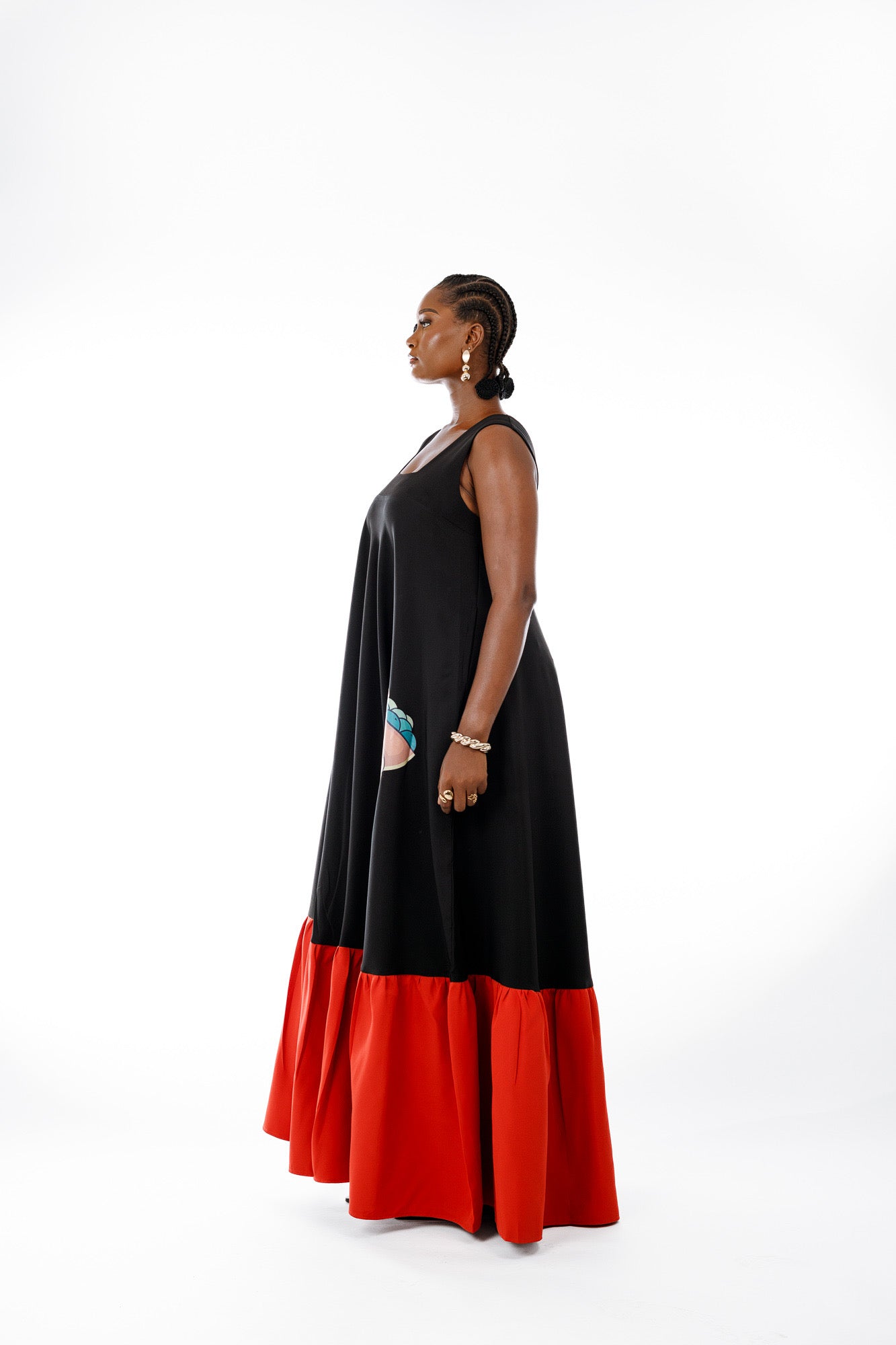 2 Tone Dress in Black & Orange