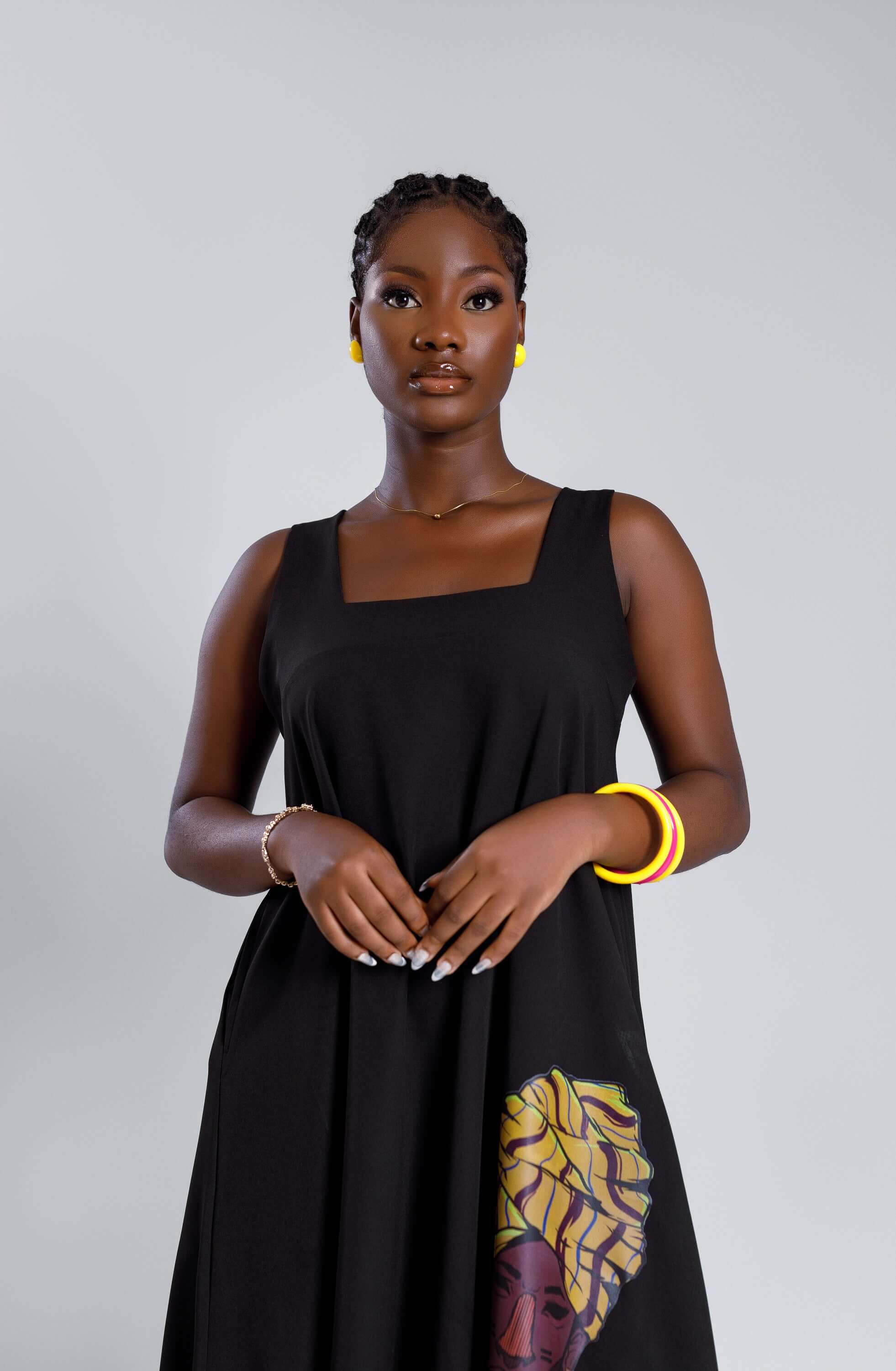 2 Tone Dress in Black & Yellow - Dresses