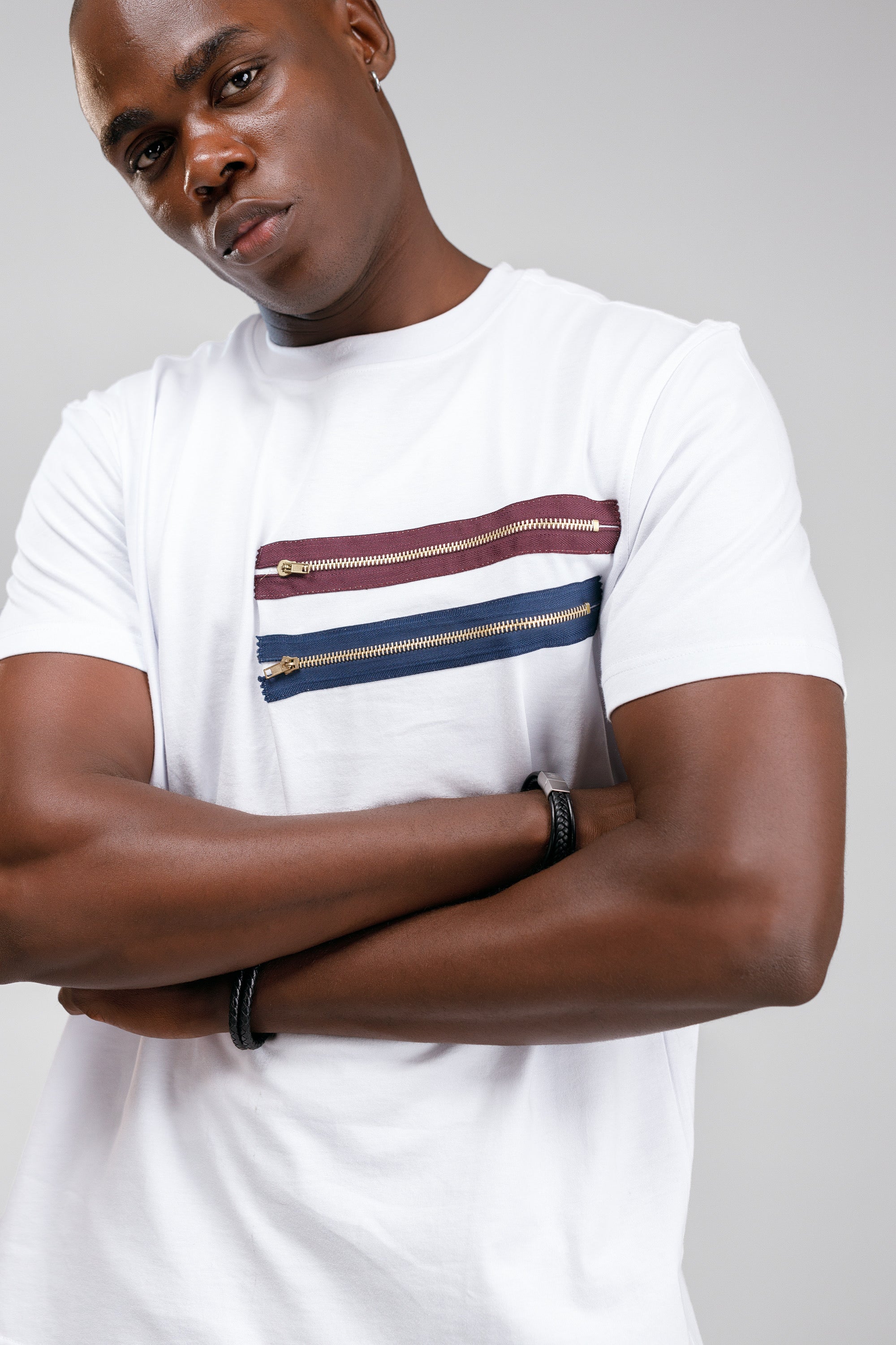 NACK Moon Zip Tee in White