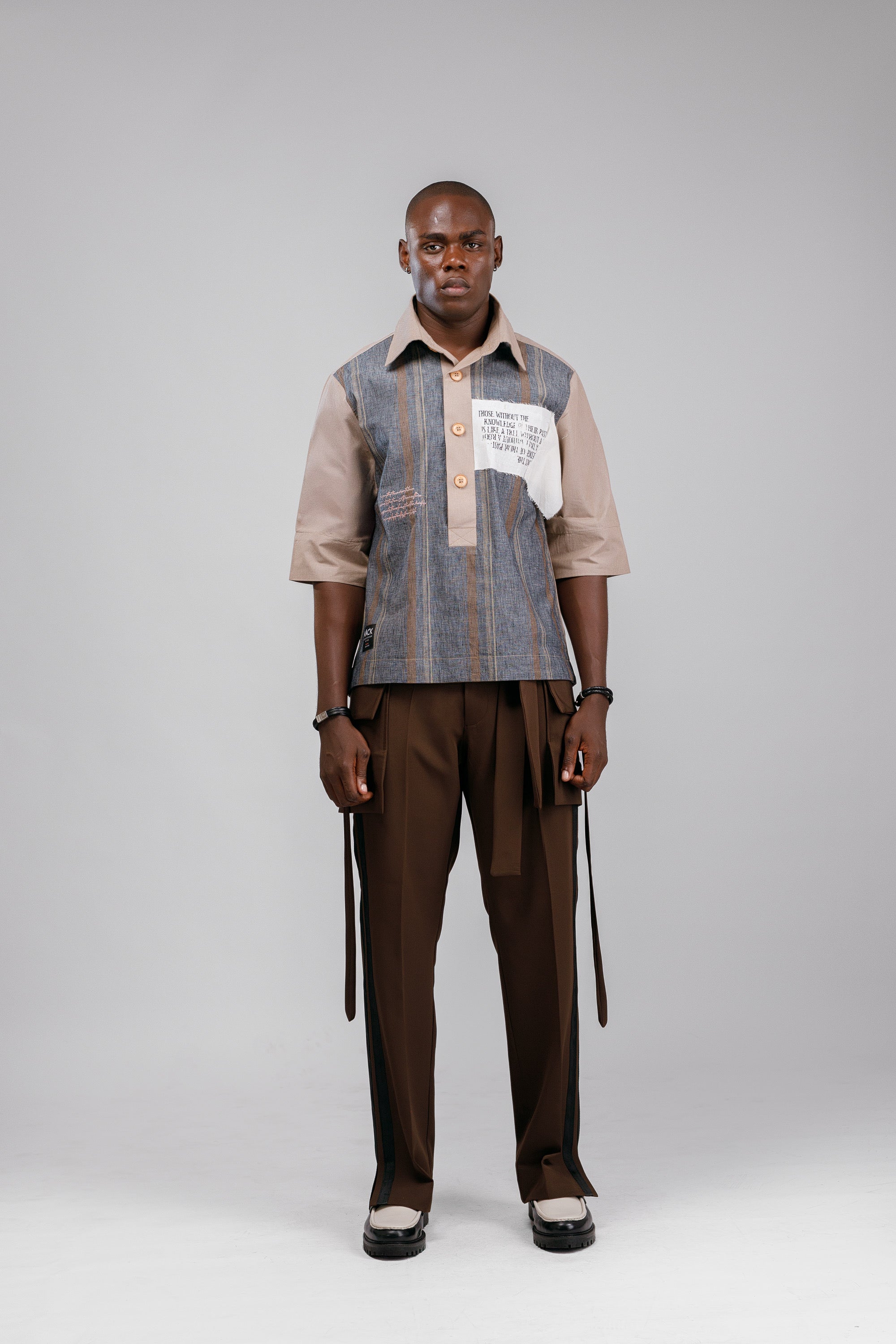 Tuxedo Silk Pant in Brown