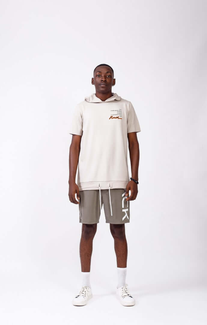 Hooded Tee in Beige - Shirts & Tops