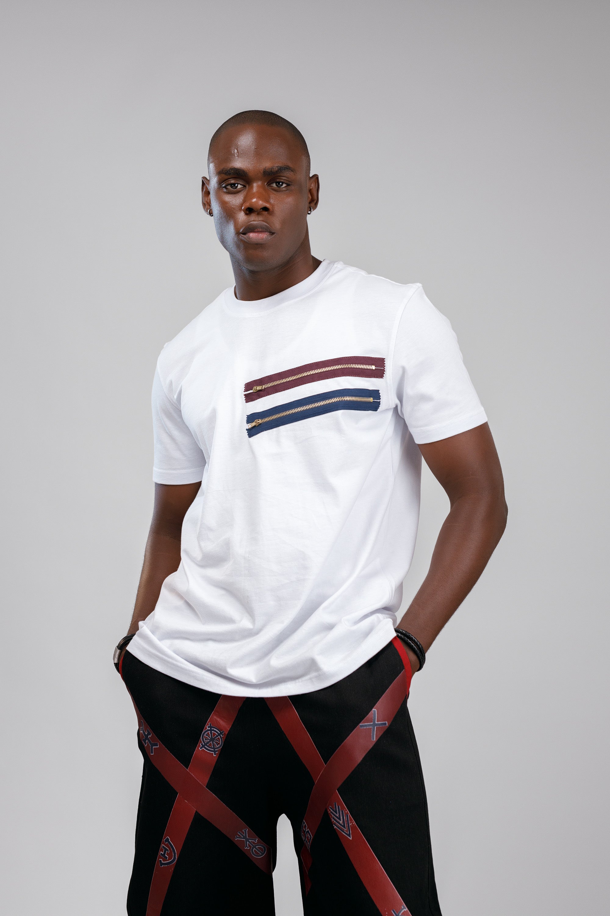 NACK Moon Zip Tee in White