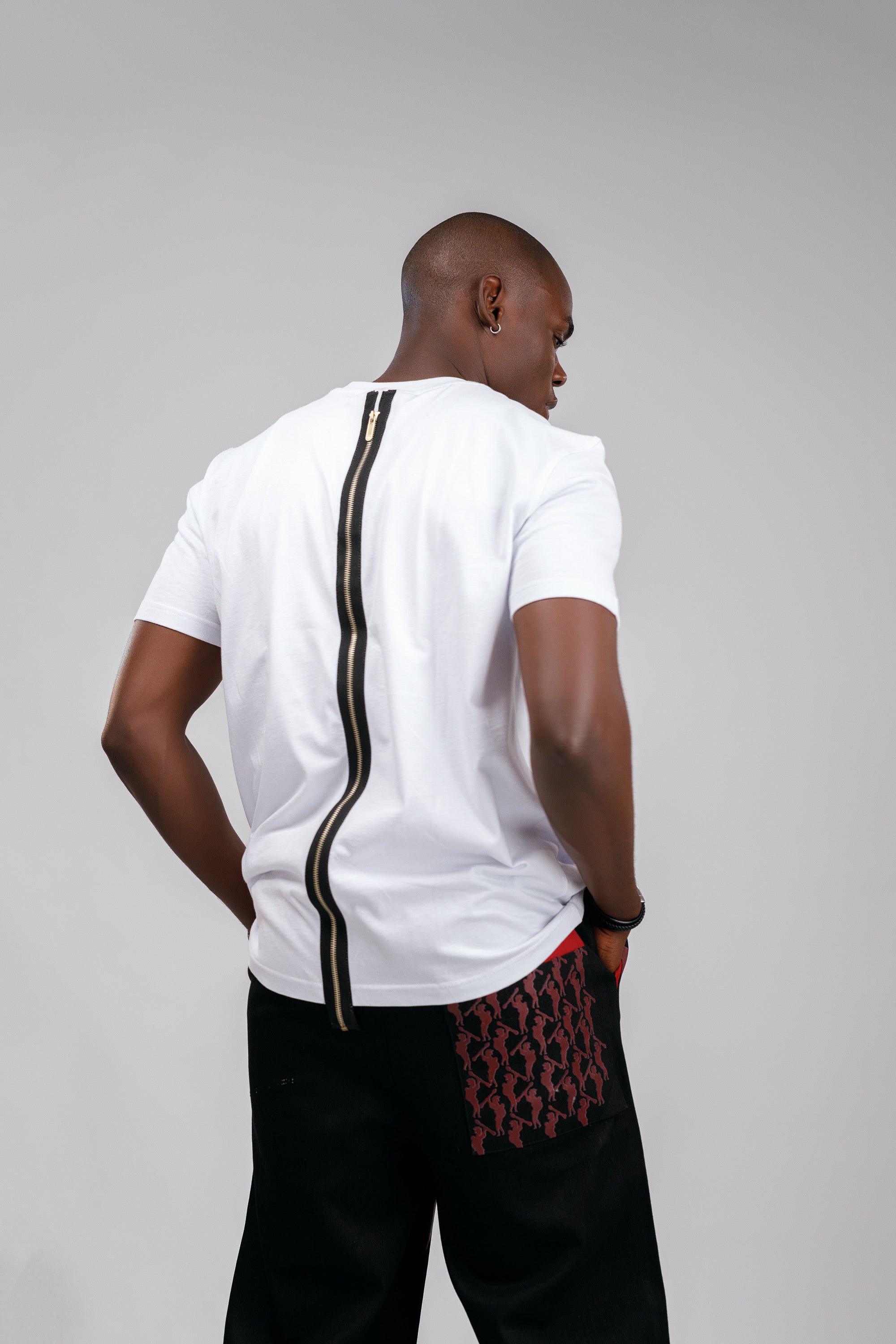 NACK Moon Zip Tee in White