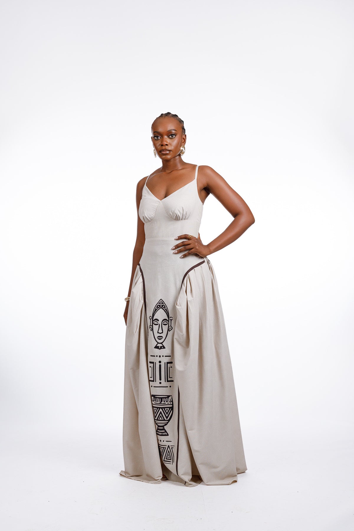 Farrko Afro Dress in Nude