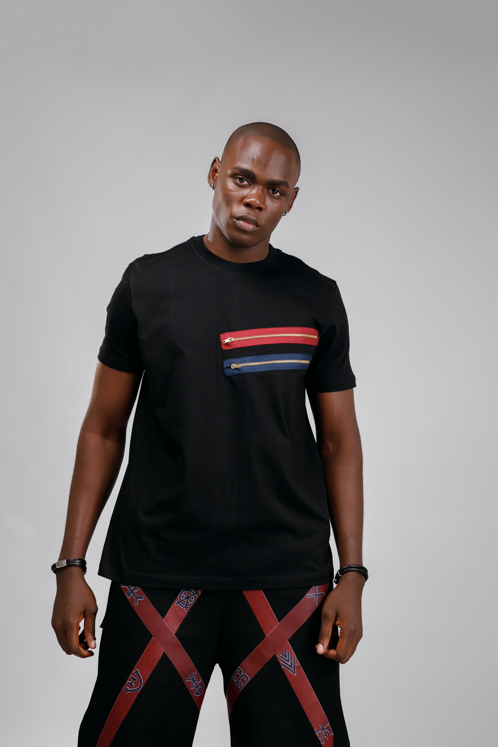 NACK Moon Zip Tee in Black