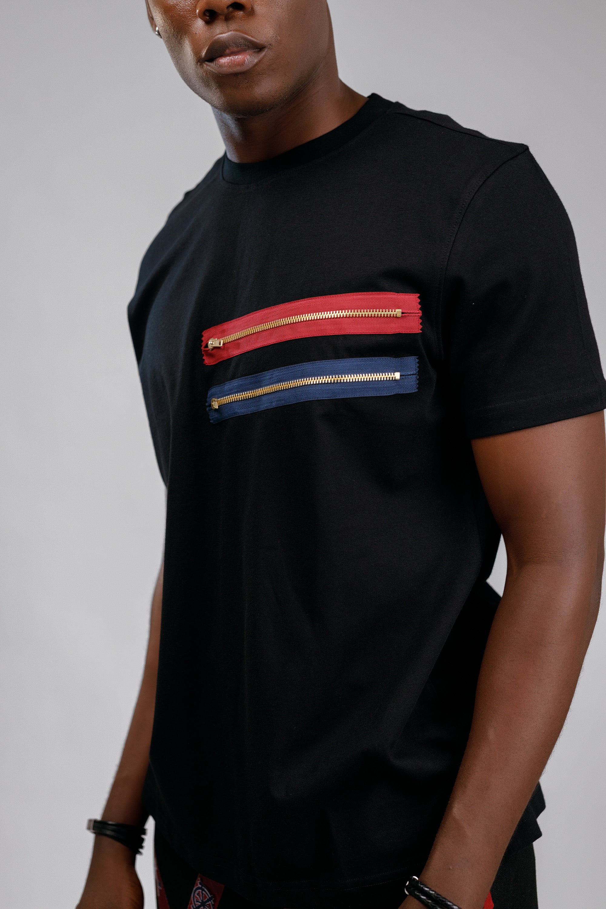 NACK Moon Zip Tee in Black