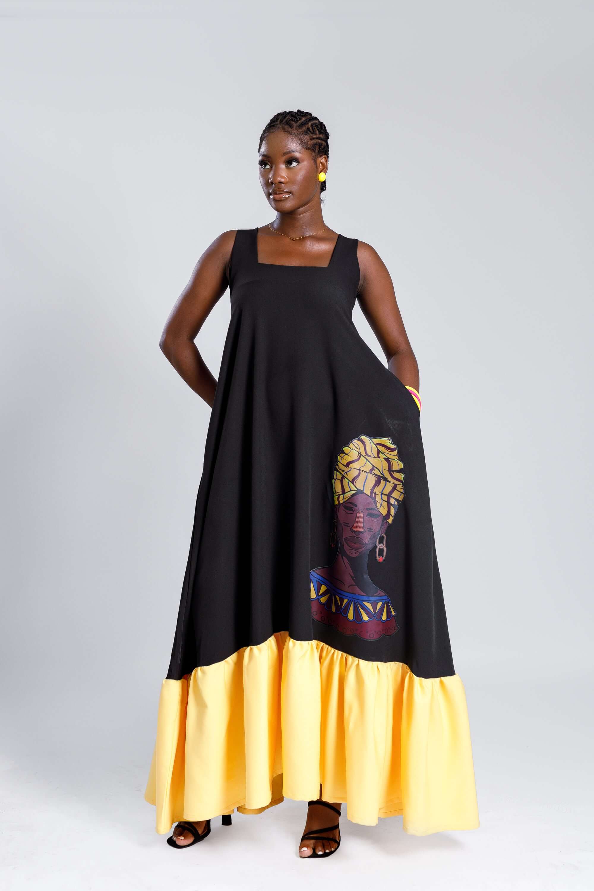 2 Tone Dress in Black & Yellow | NACK Apparel 2 Tone Dress in Black & Yellow | NACK Apparel