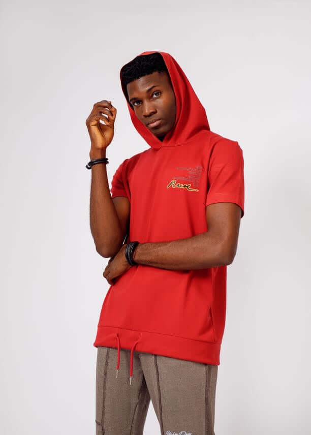 Hooded Tee in Red - Shirts & Tops