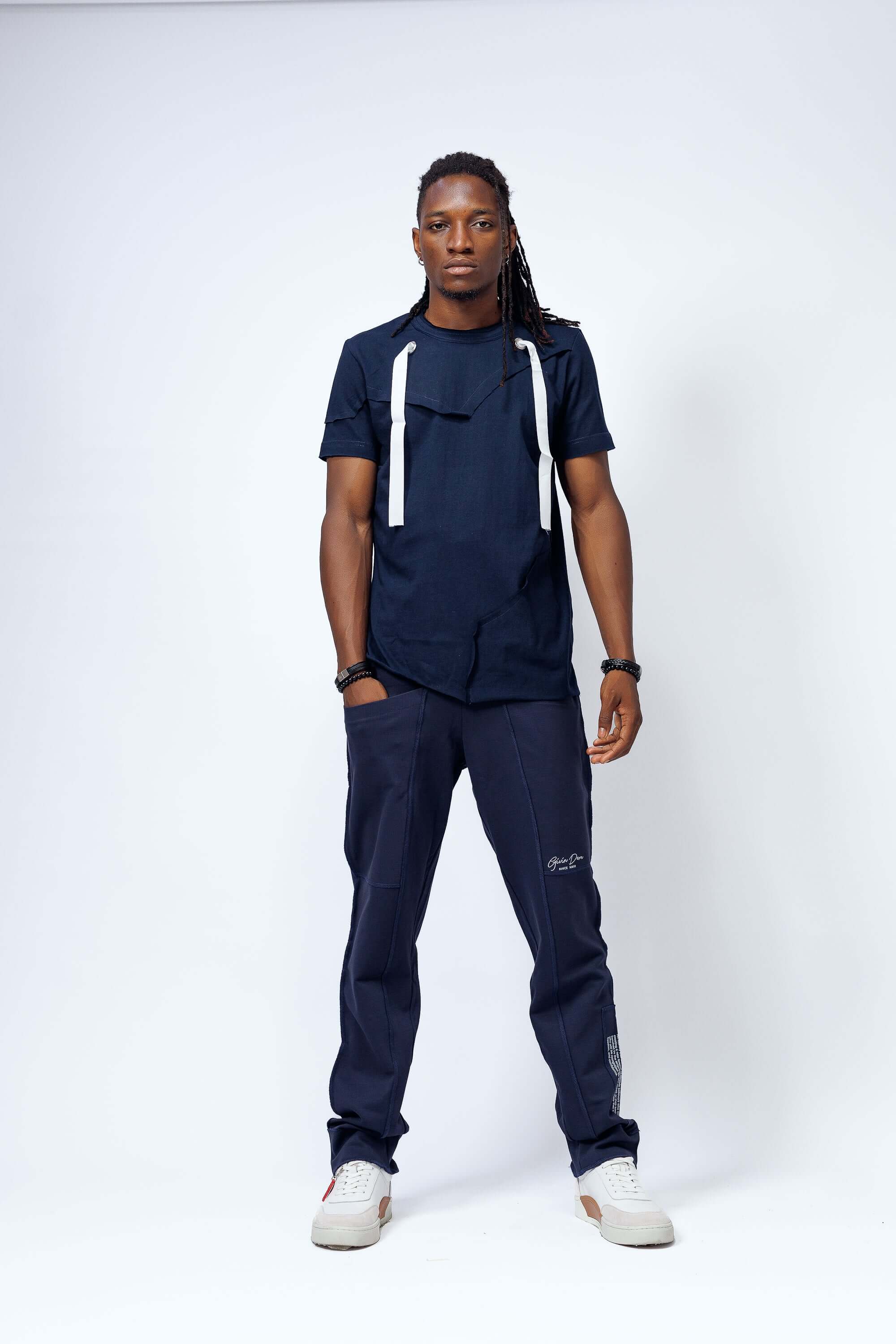 Imani Tee in Navy Blue - Shirts & Tops