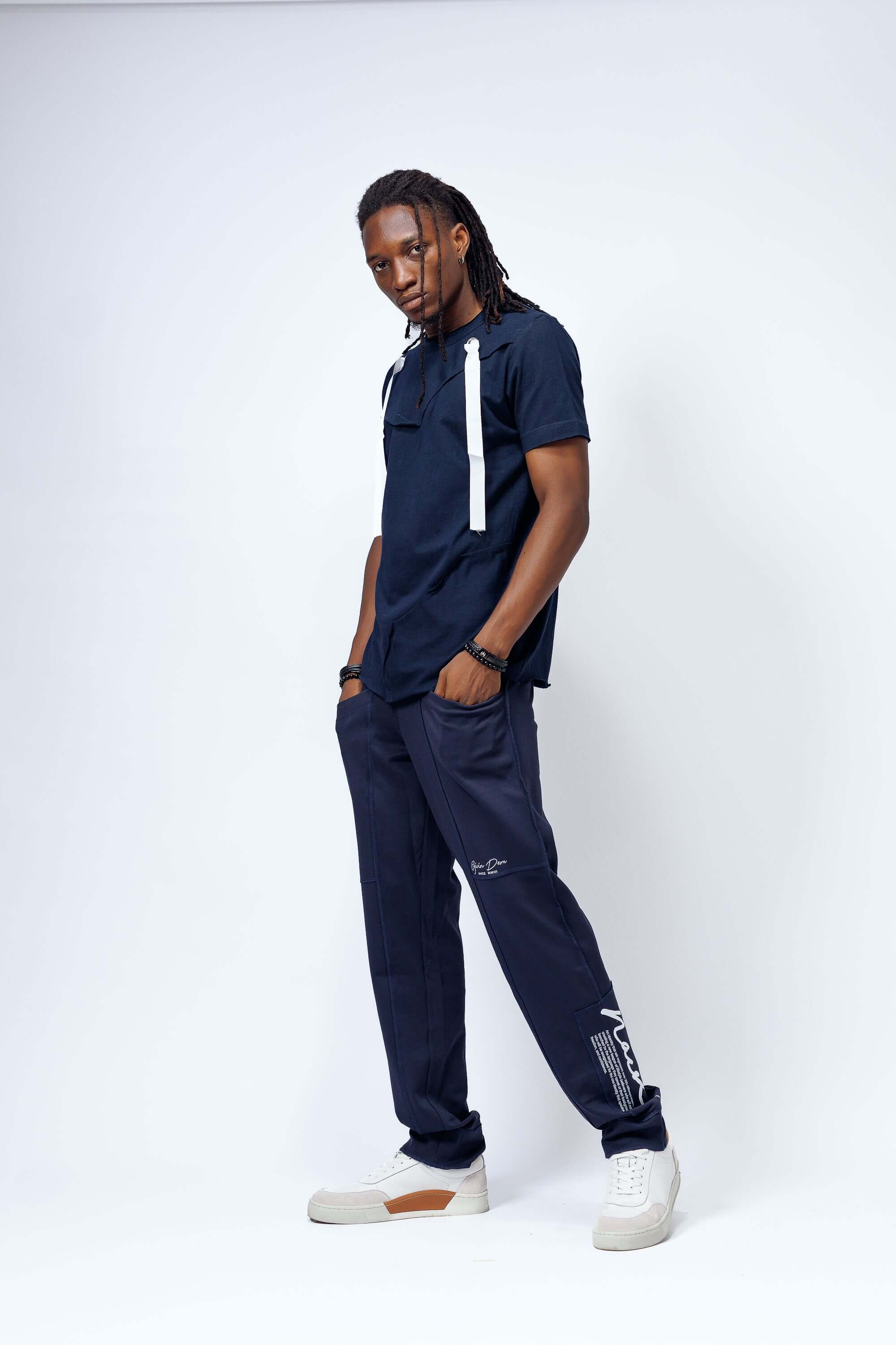 Imani Tee in Navy Blue - Shirts & Tops