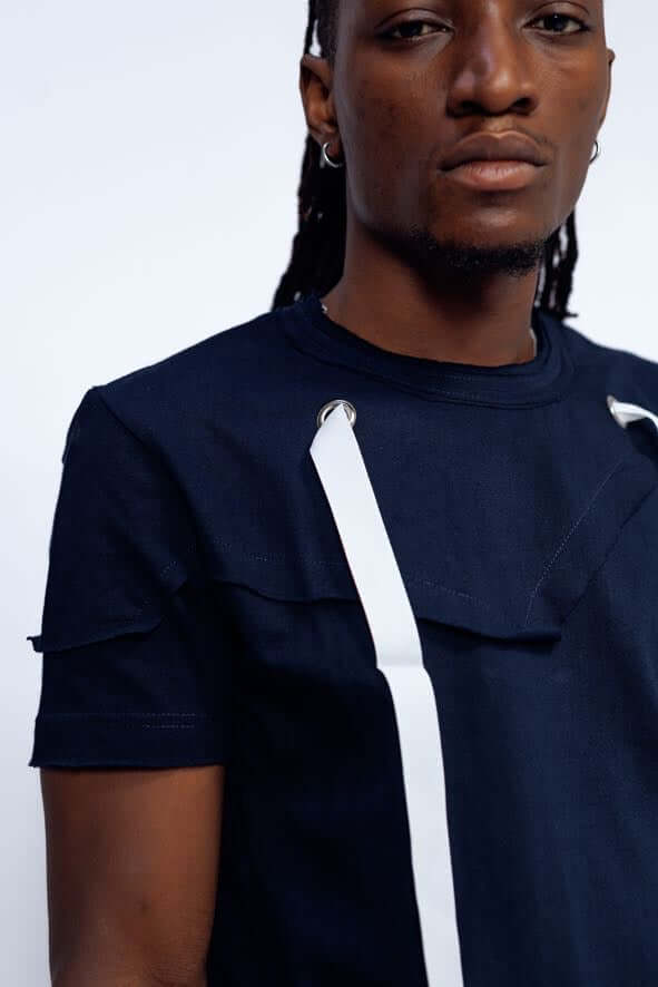 Imani Tee in Navy Blue - Shirts & Tops