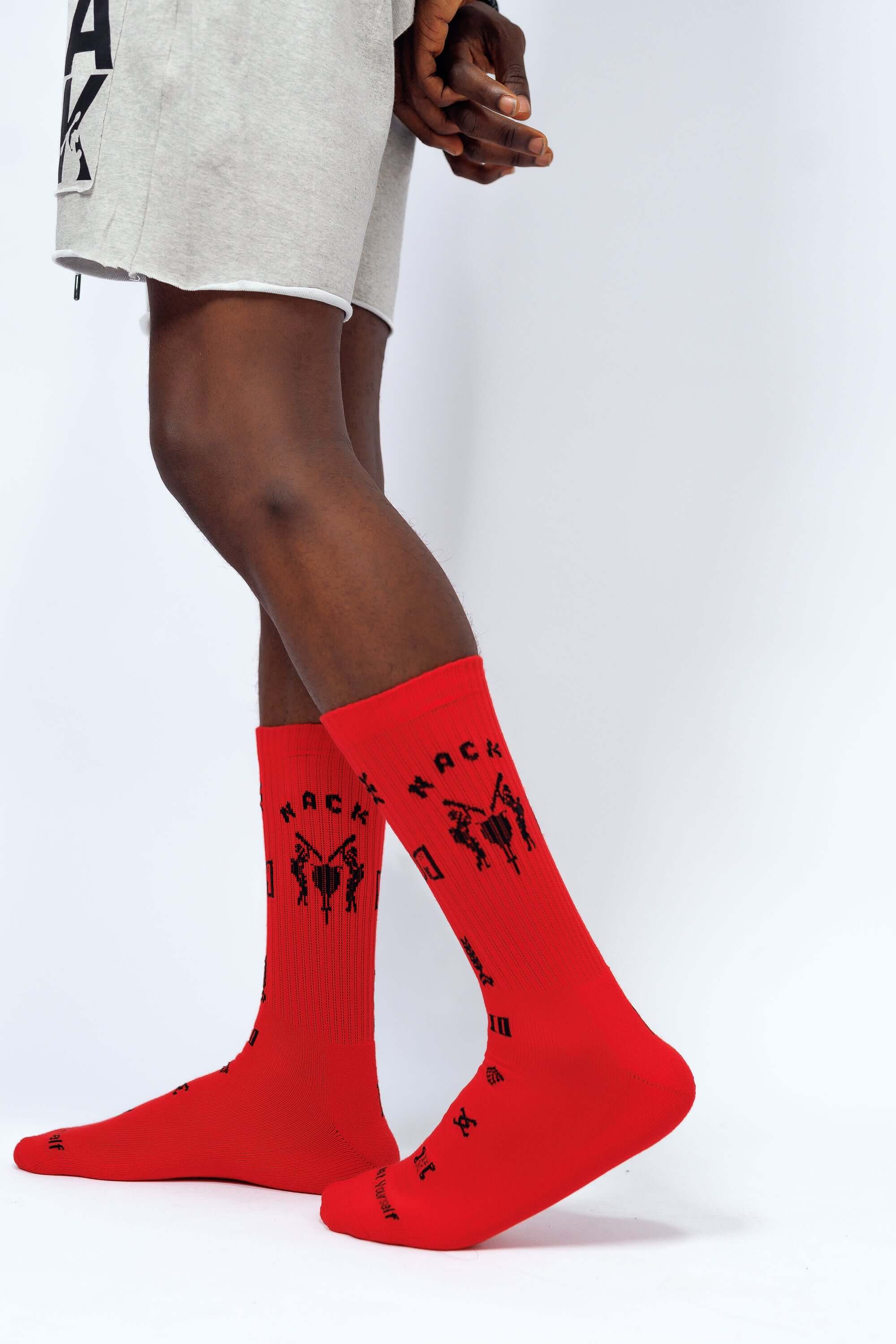 NACK Logo Socks in Red -