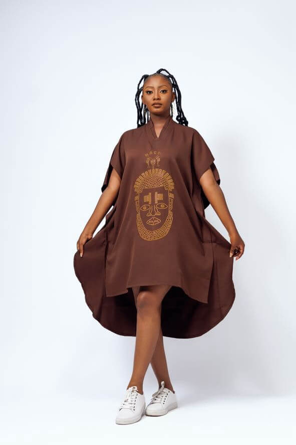 Festac Native Dress in Brown