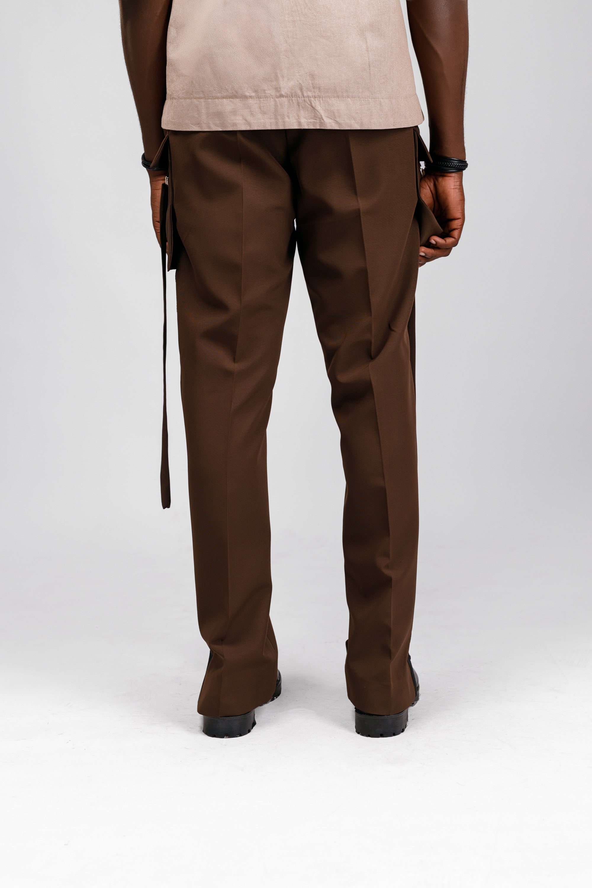 Tuxedo Silk Pant in Brown