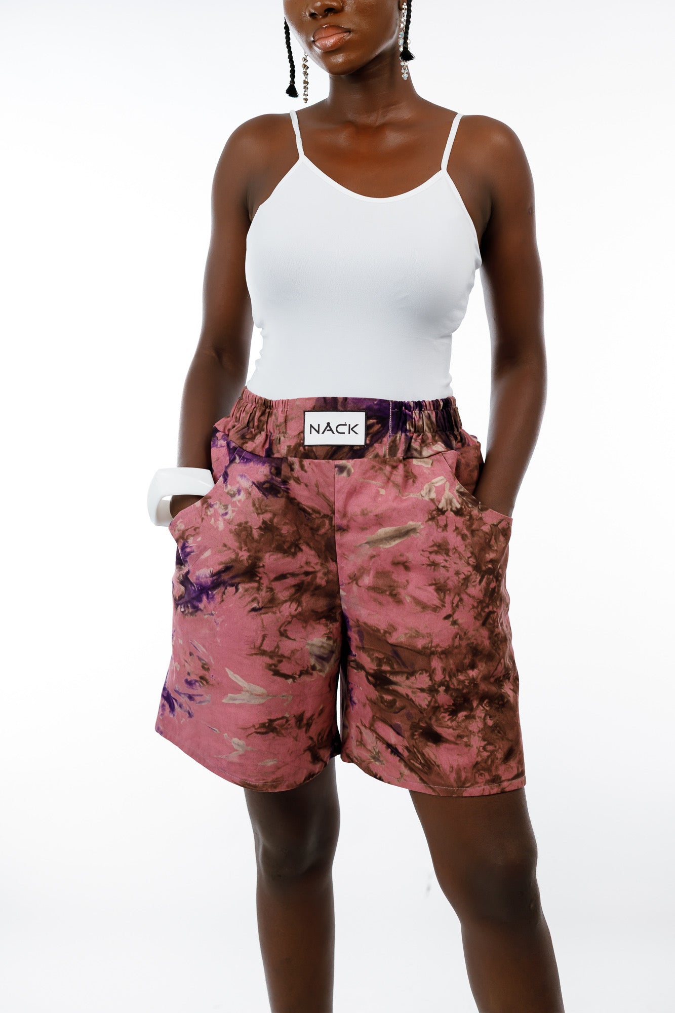Female Adire Short in Pink