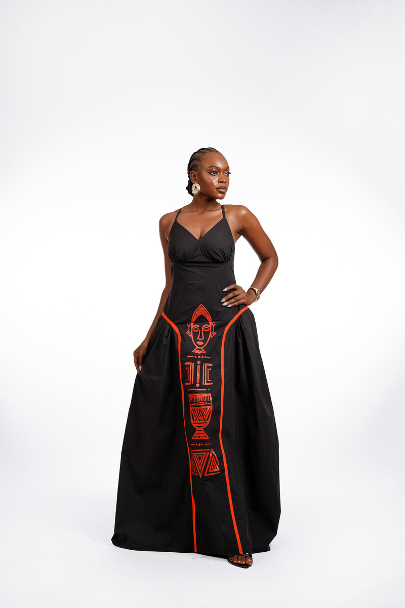 Farrko Afro Dress in Black