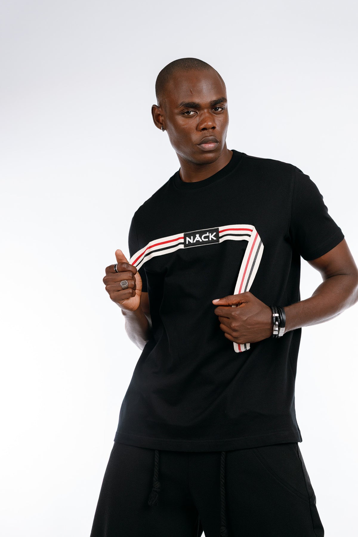 NACK Ribbon Tee in Black