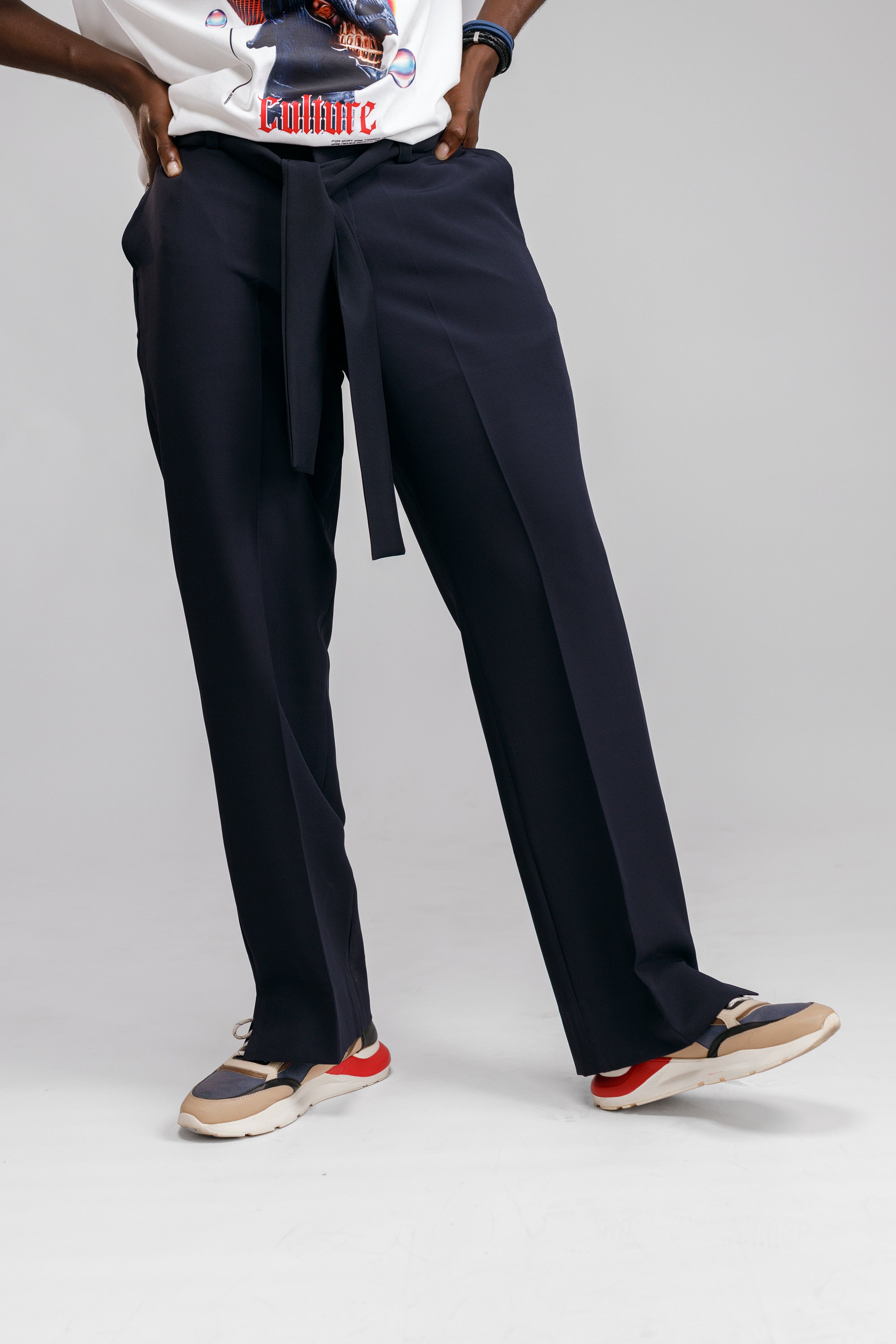 NACK Art Silk Pant in Navy Blue