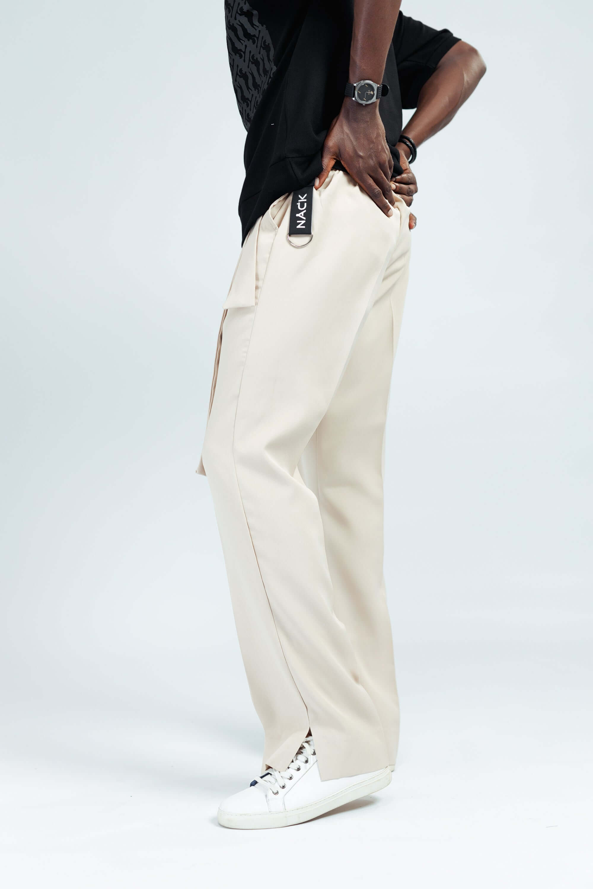 NACK Art Silk Pant in Beige - Pants