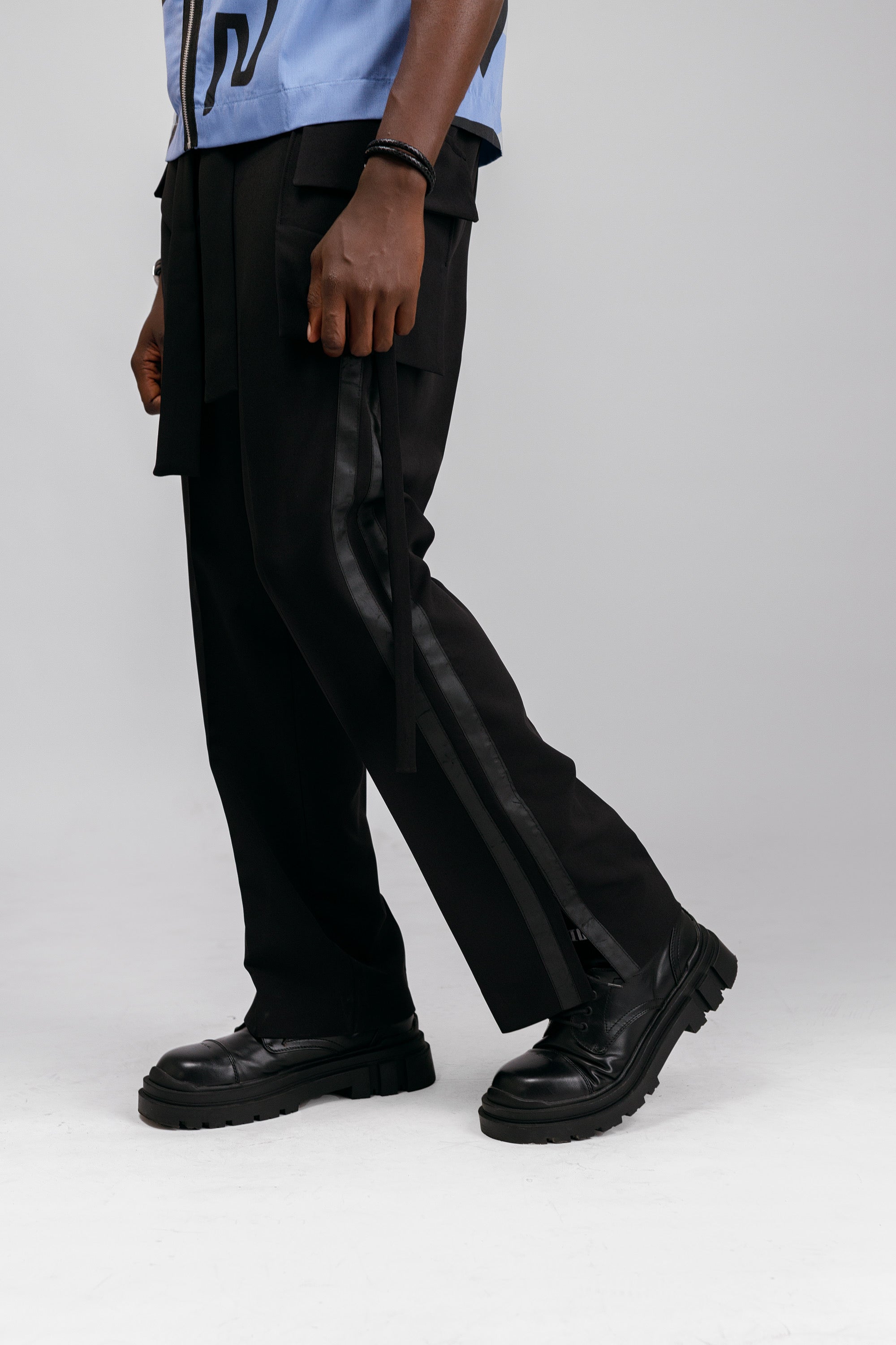 Tuxedo Silk Pant in Black
