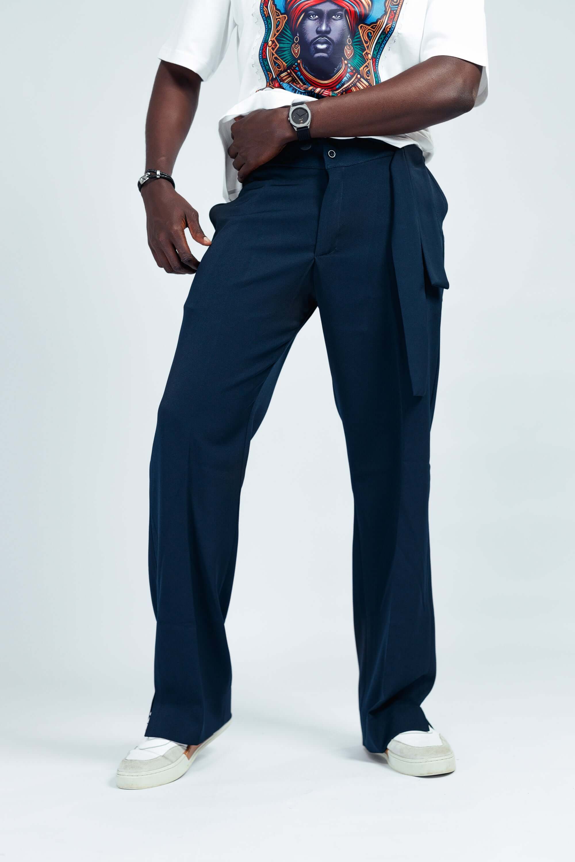 NACK Art Silk Pant in Blue - Pants