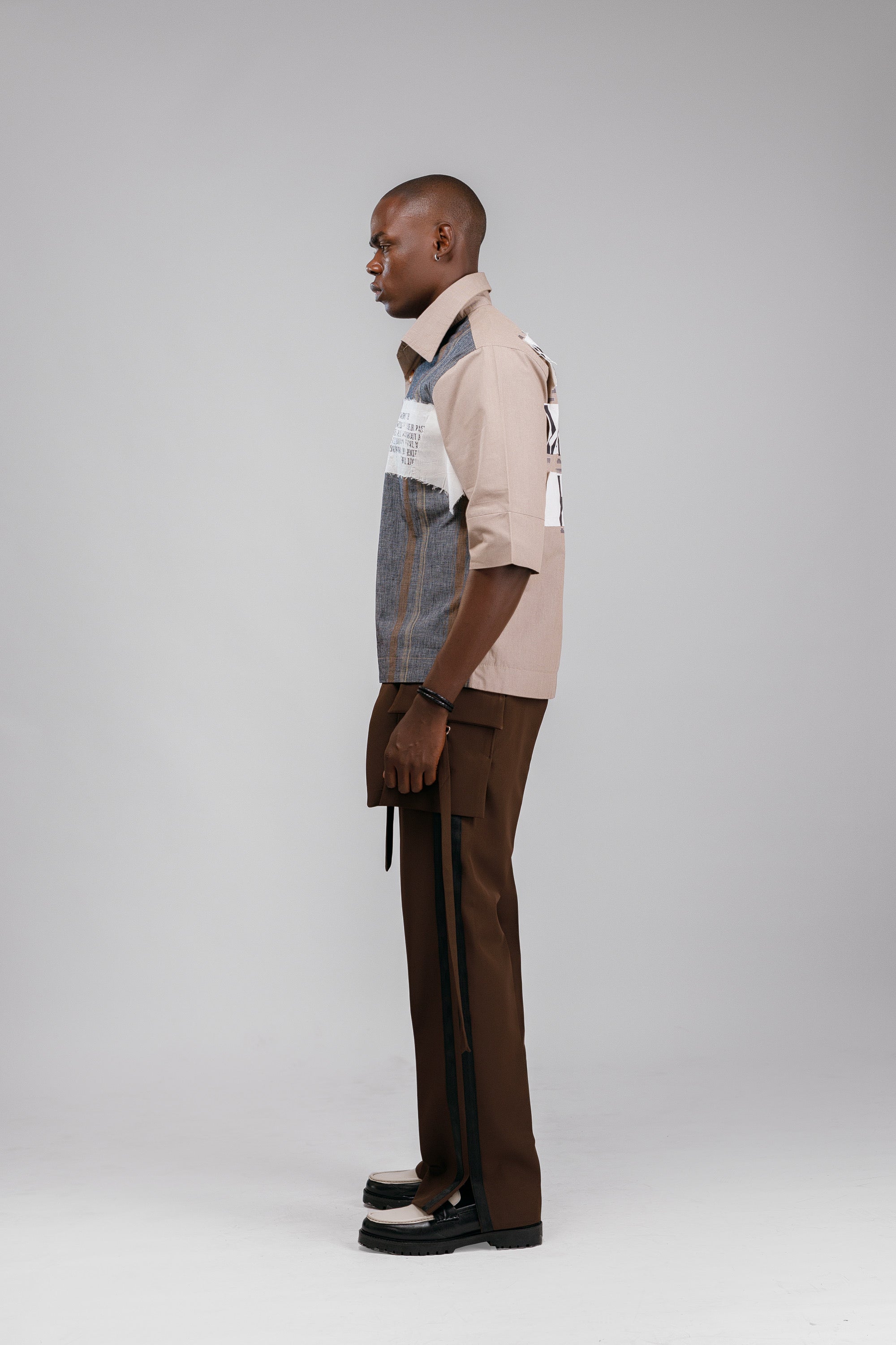 Tuxedo Silk Pant in Brown