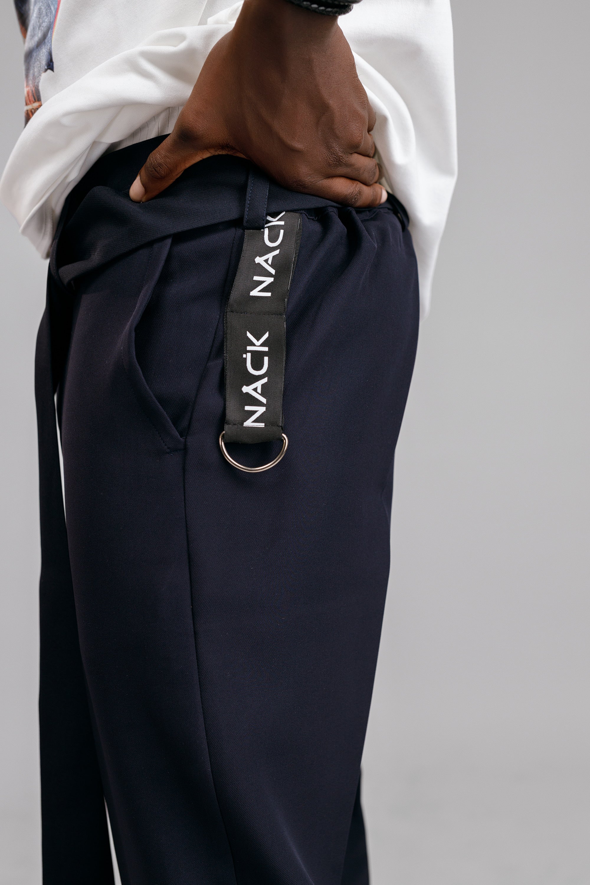 NACK Art Silk Pant in Navy Blue