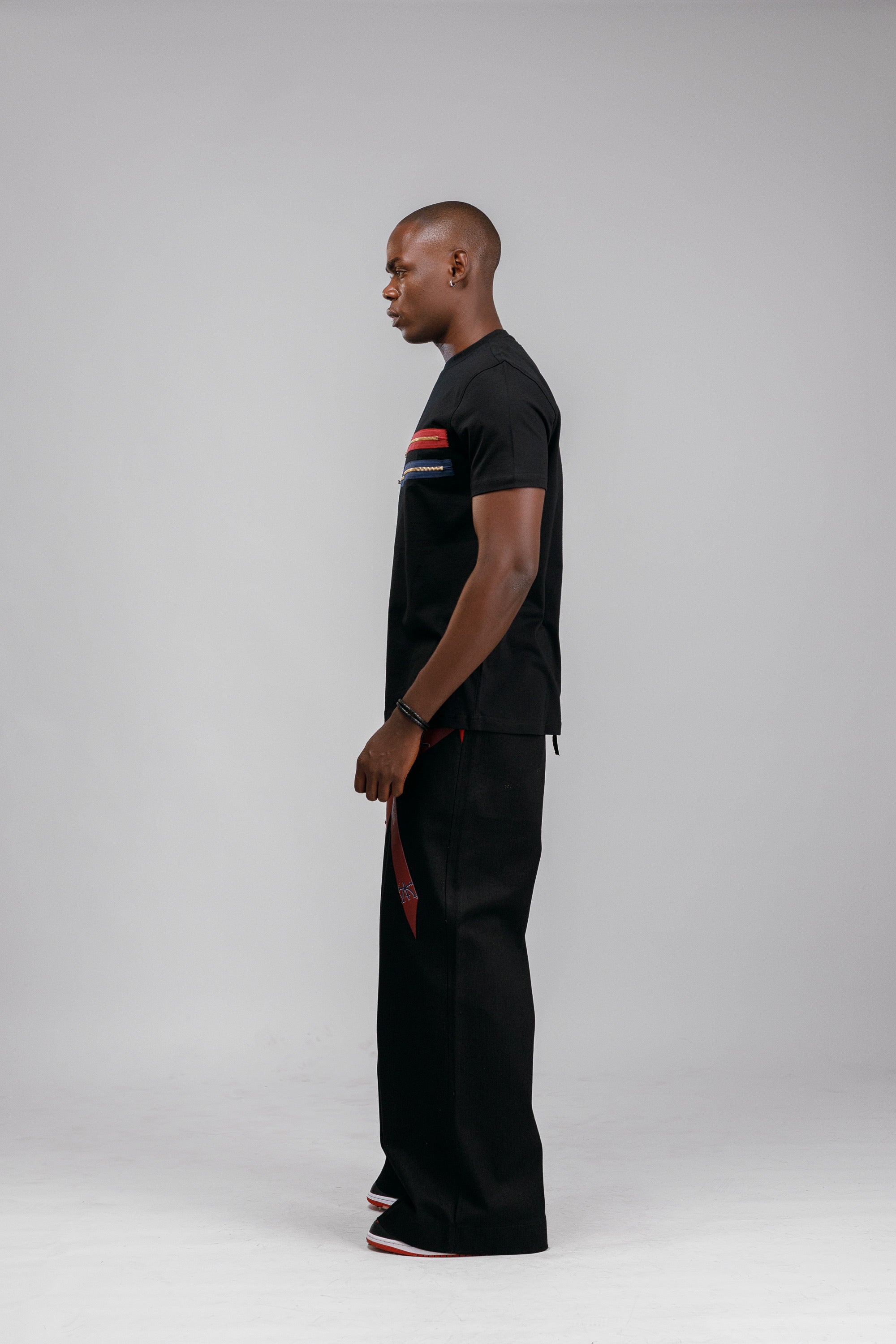 NACK Moon Zip Tee in Black