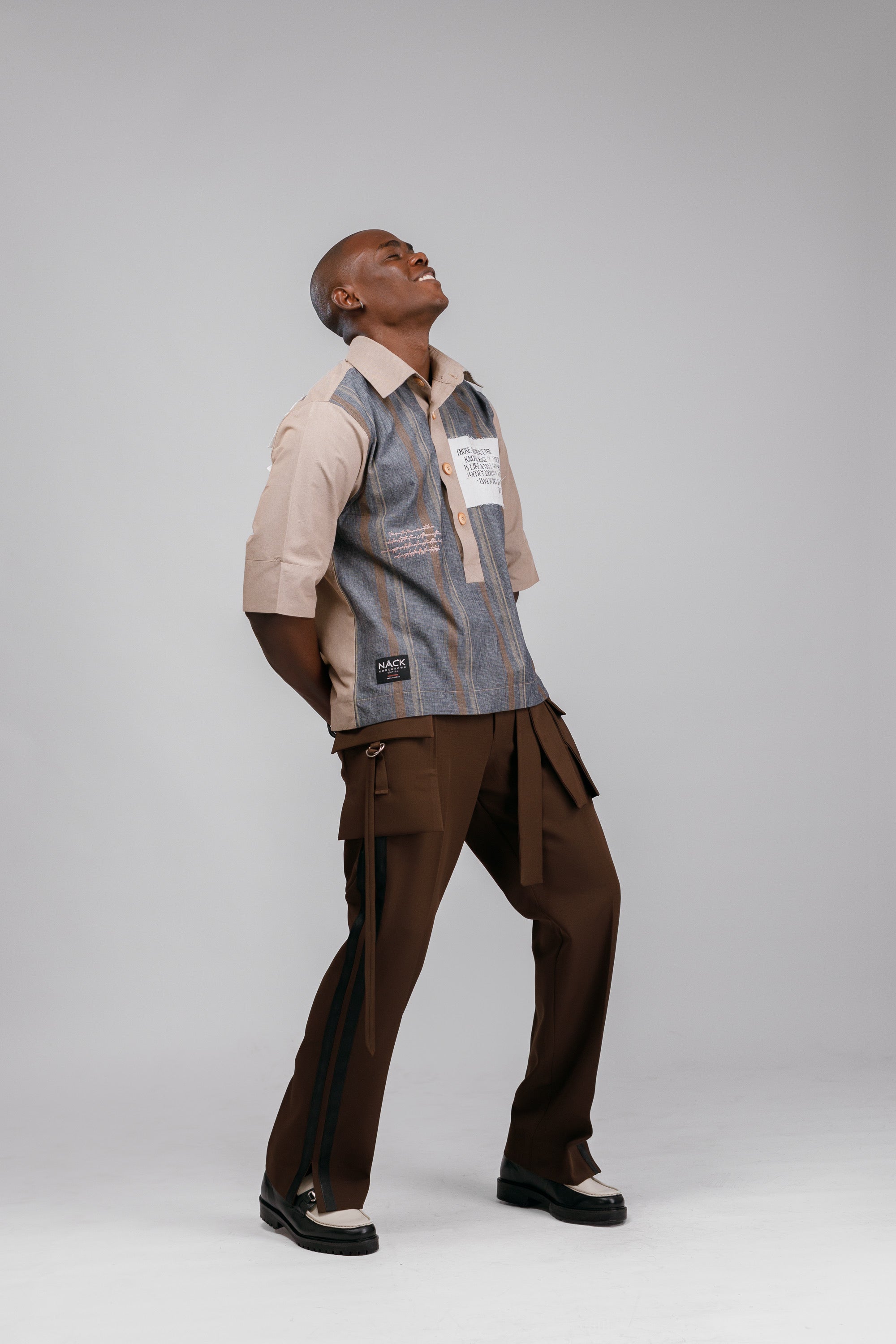Tuxedo Silk Pant in Brown