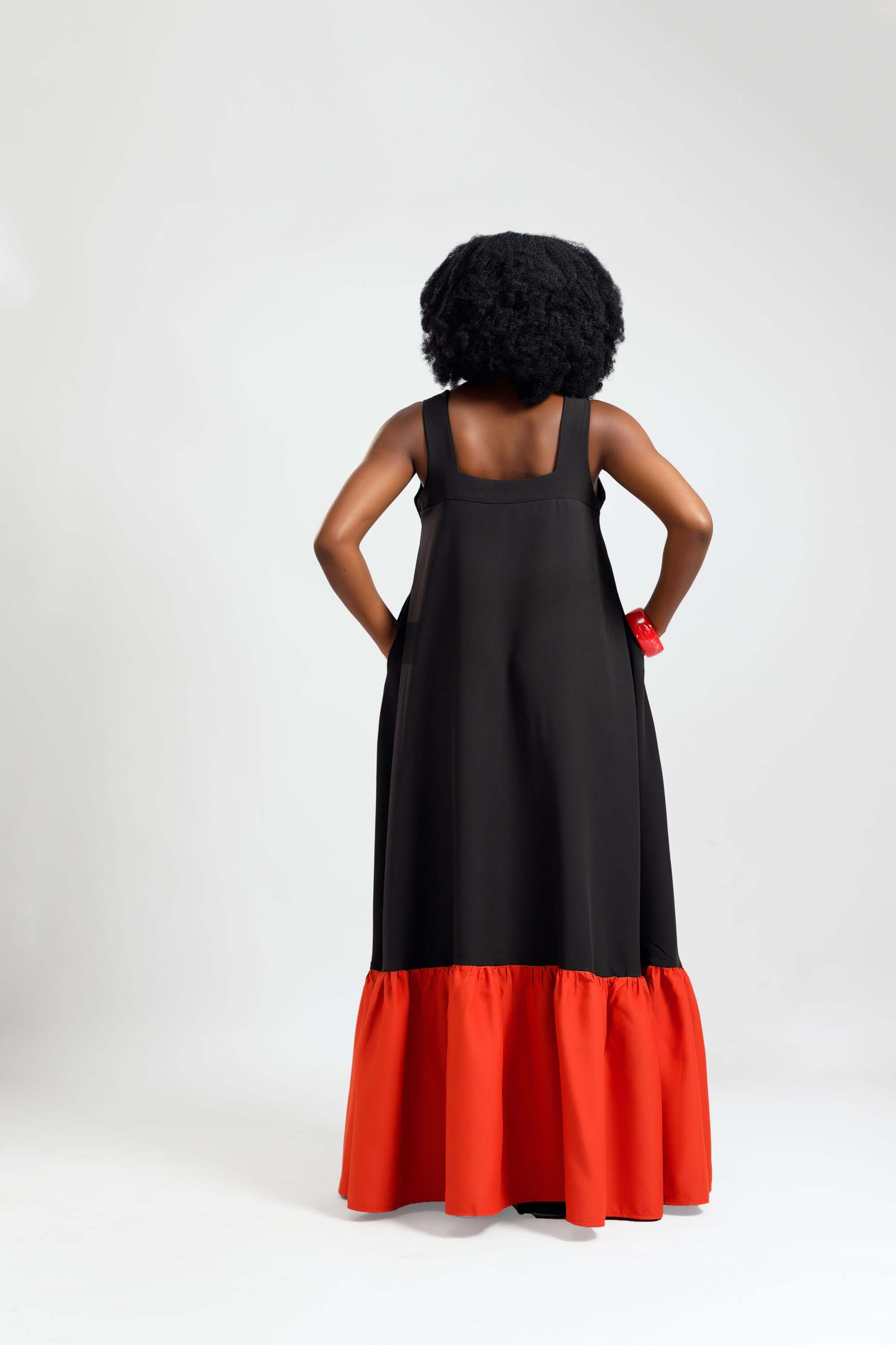 2 Tone Dress in Black & Orange - Dresses