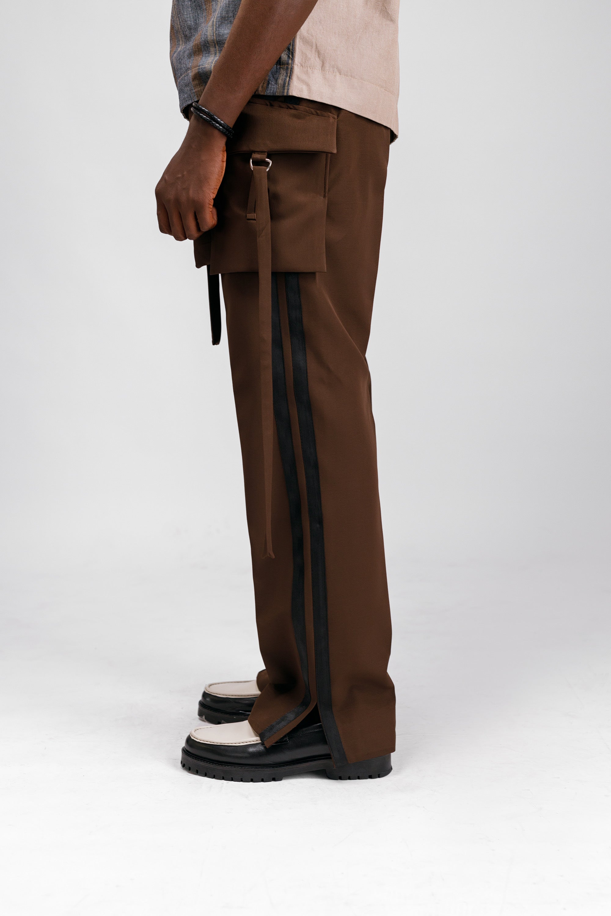 Tuxedo Silk Pant in Brown