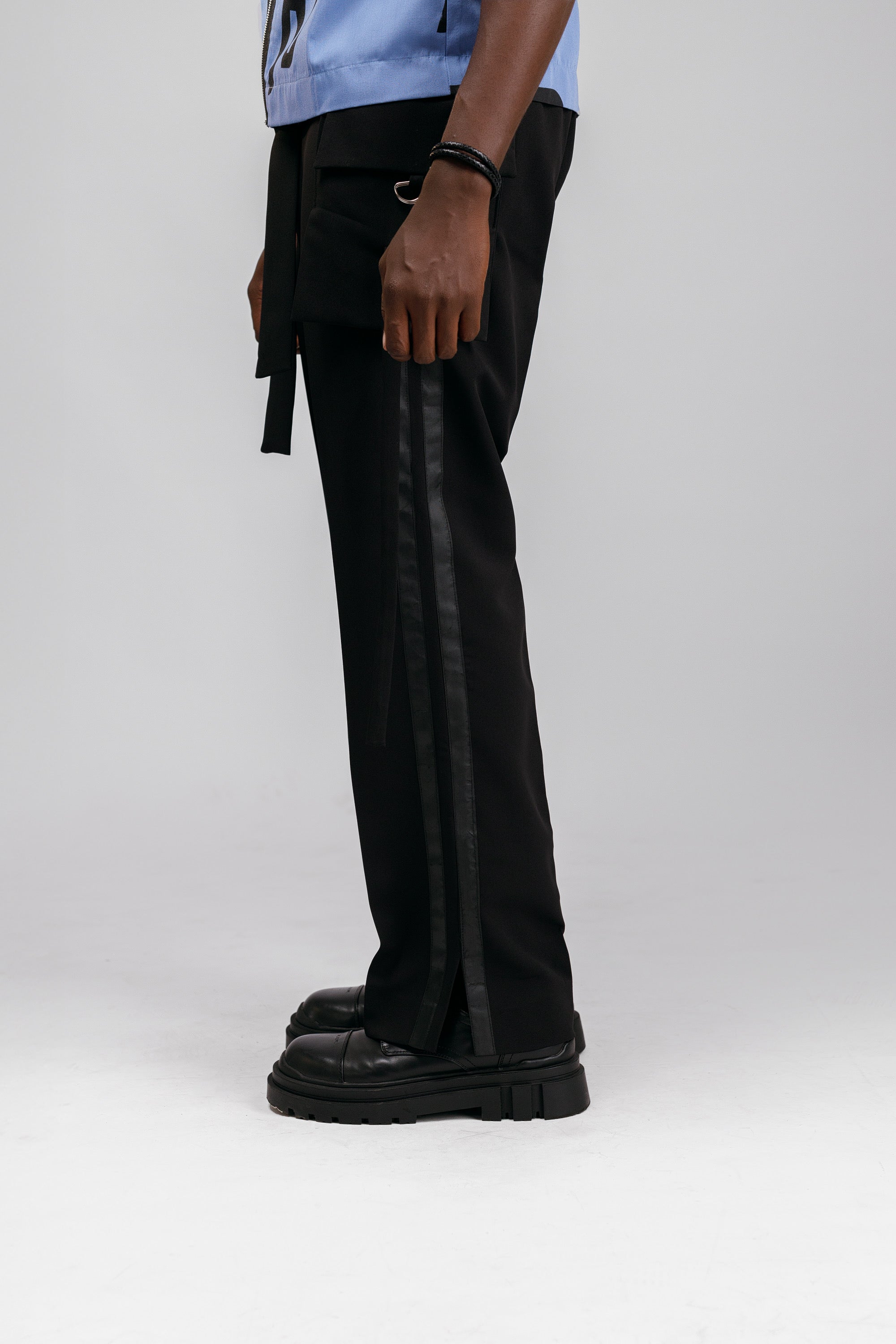 Tuxedo Silk Pant in Black