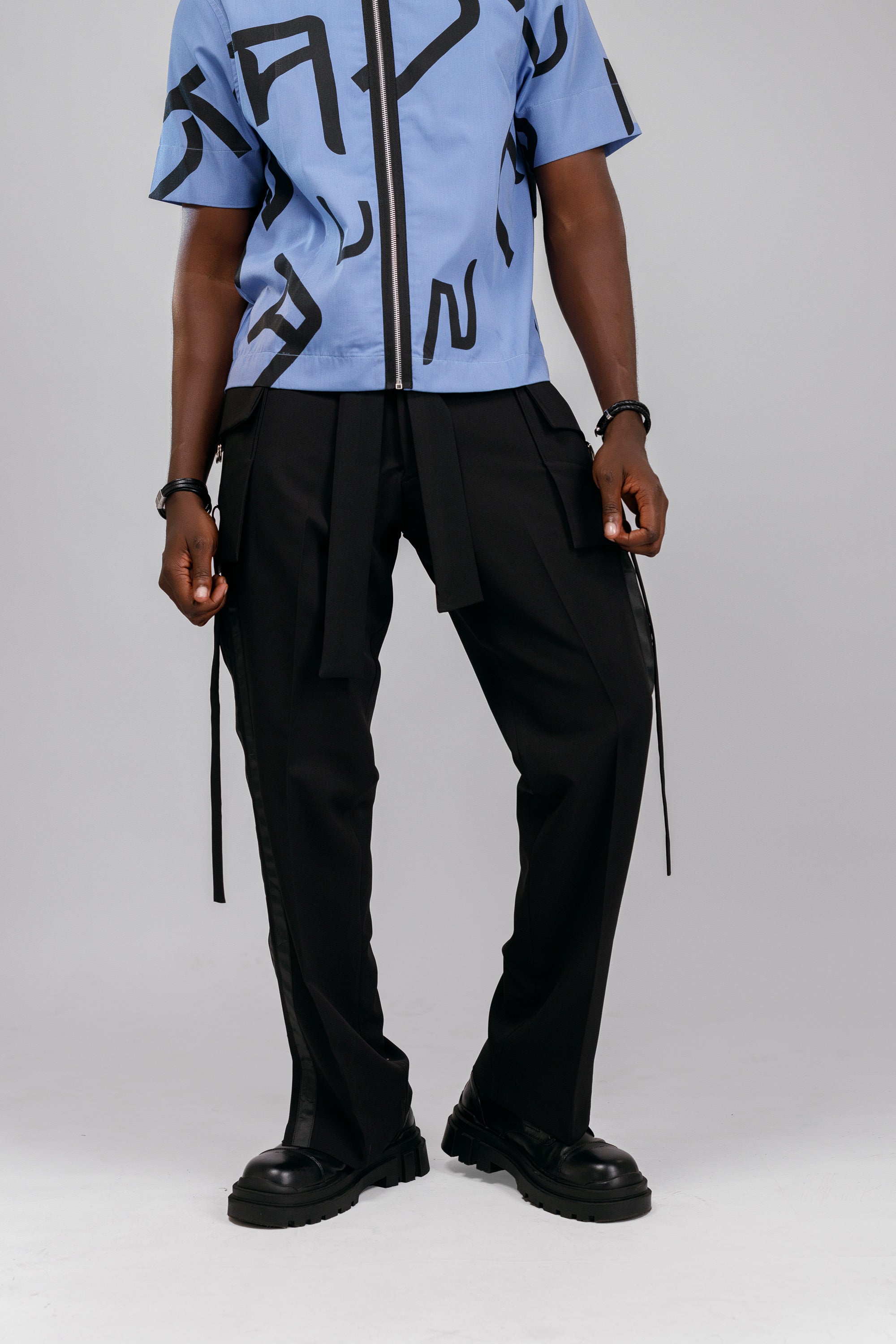 Tuxedo Silk Pant in Black