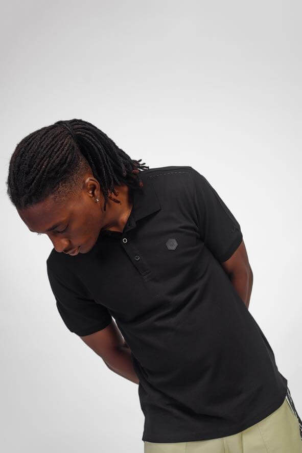 NACK PVC Polo in Black - Shirts & Tops