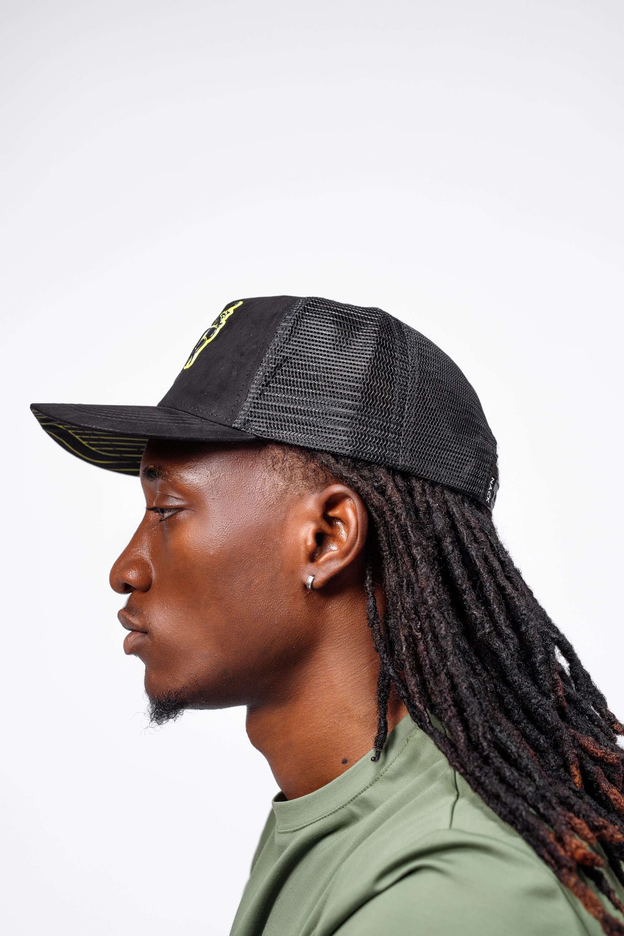 NACK 3D Logo Cap in Black/Yellow - Hats