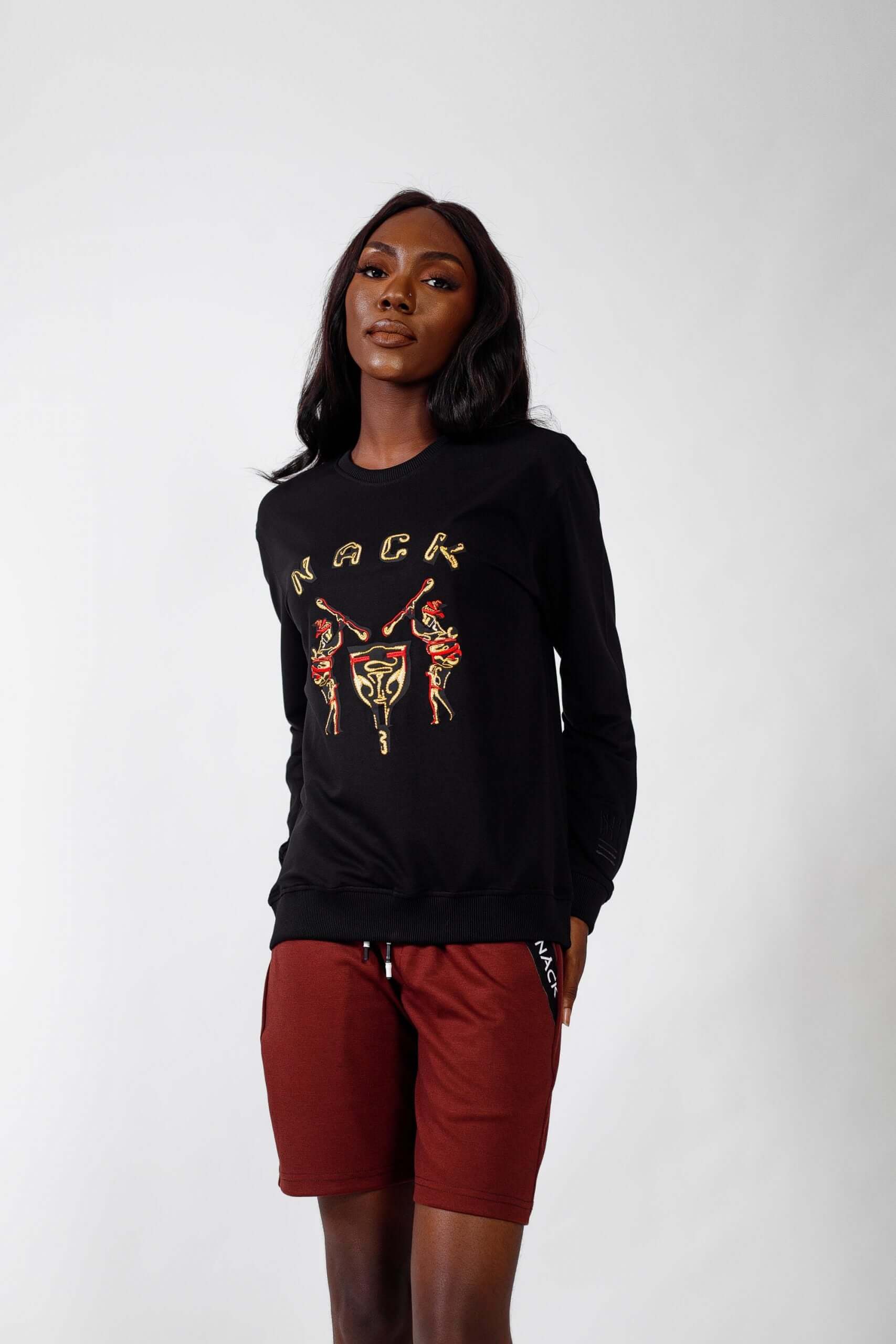 NACK Classic Sweat Top in Black - Shirts & Tops