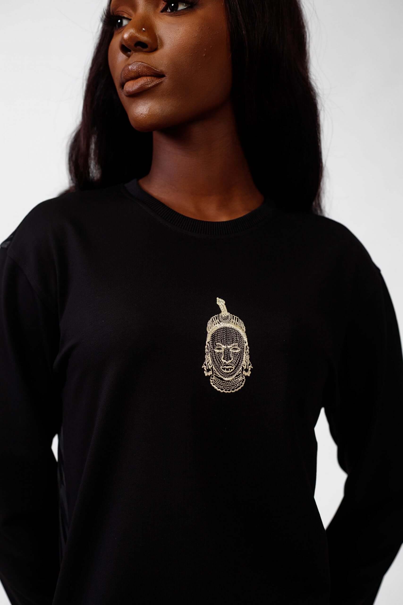 Ife Kingdom Sweat Top in Black - Shirts & Tops